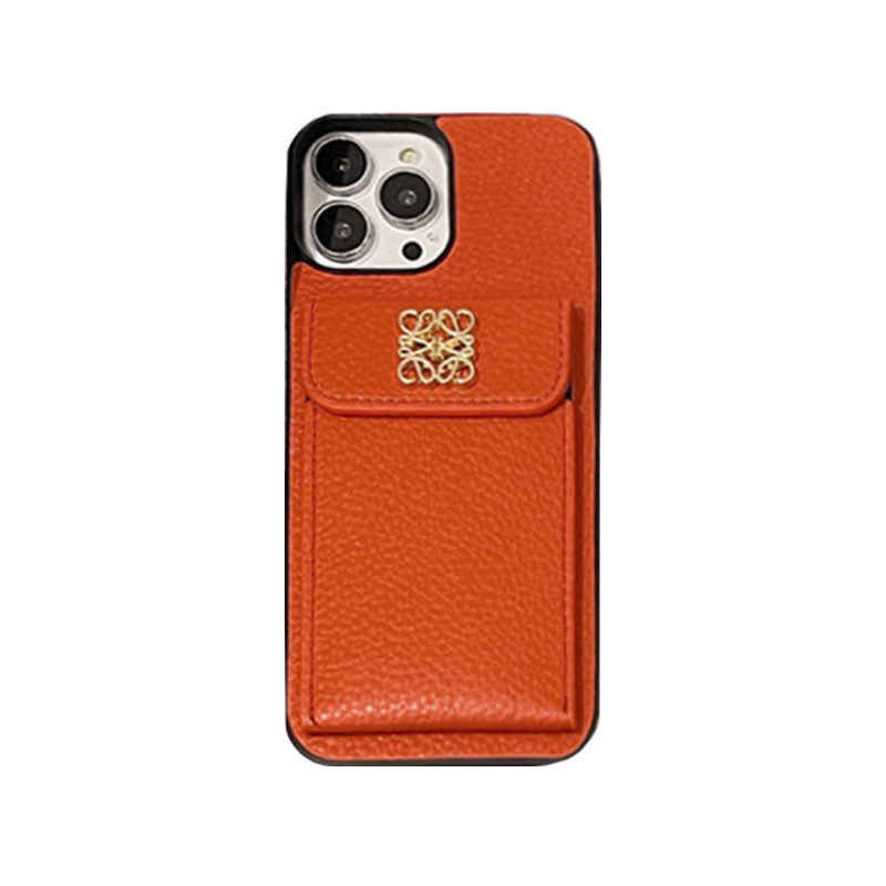 Leather iPhone Case With Card Holder Black-QBK240603
