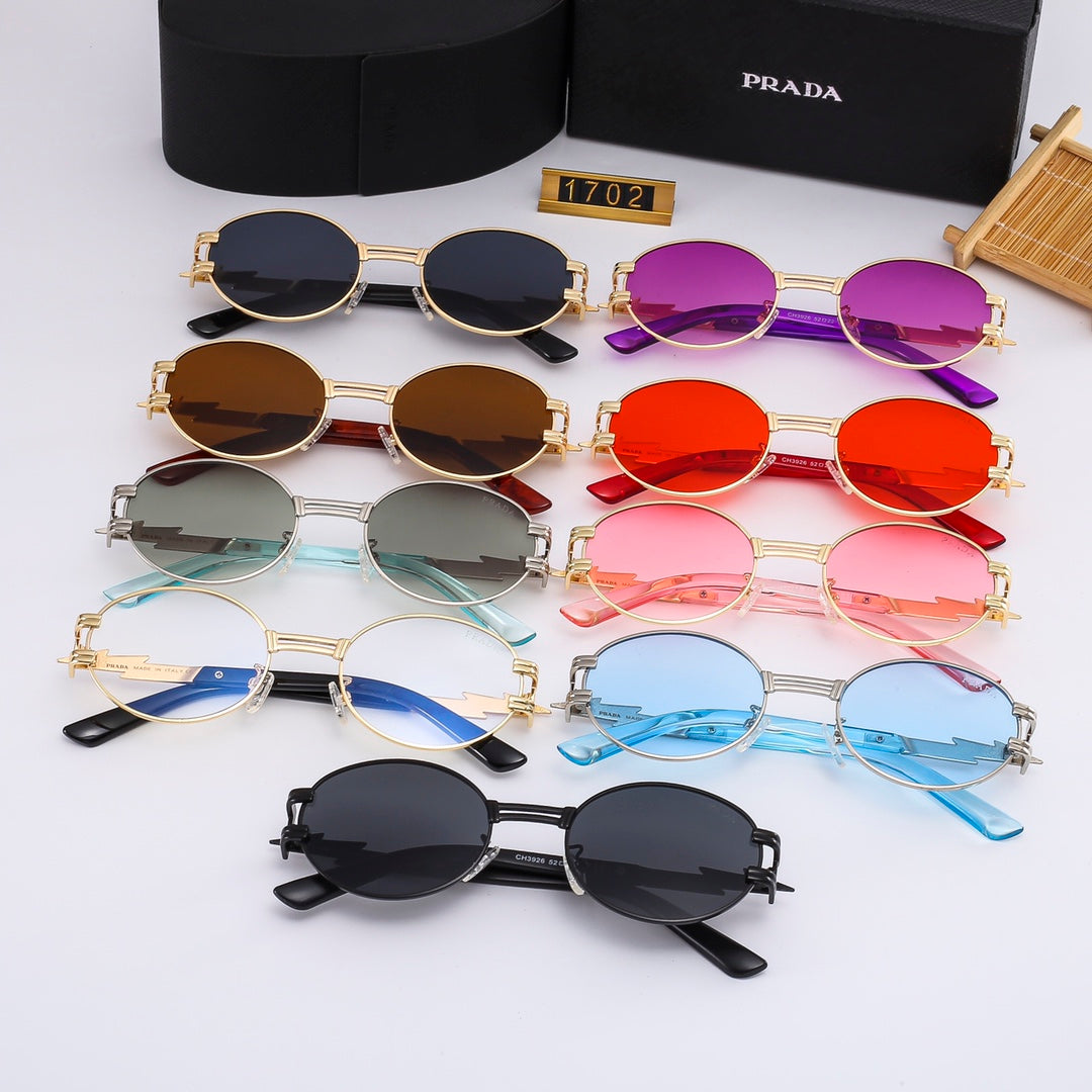 2026 New round full metal frame sunglasses with iconic logo on the temples