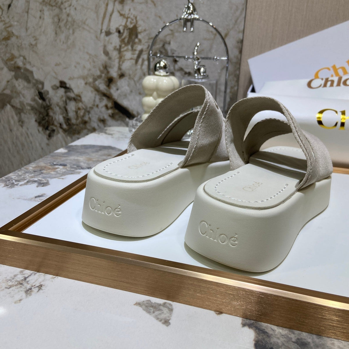 Embroidery Woven Belt Thick Sandals