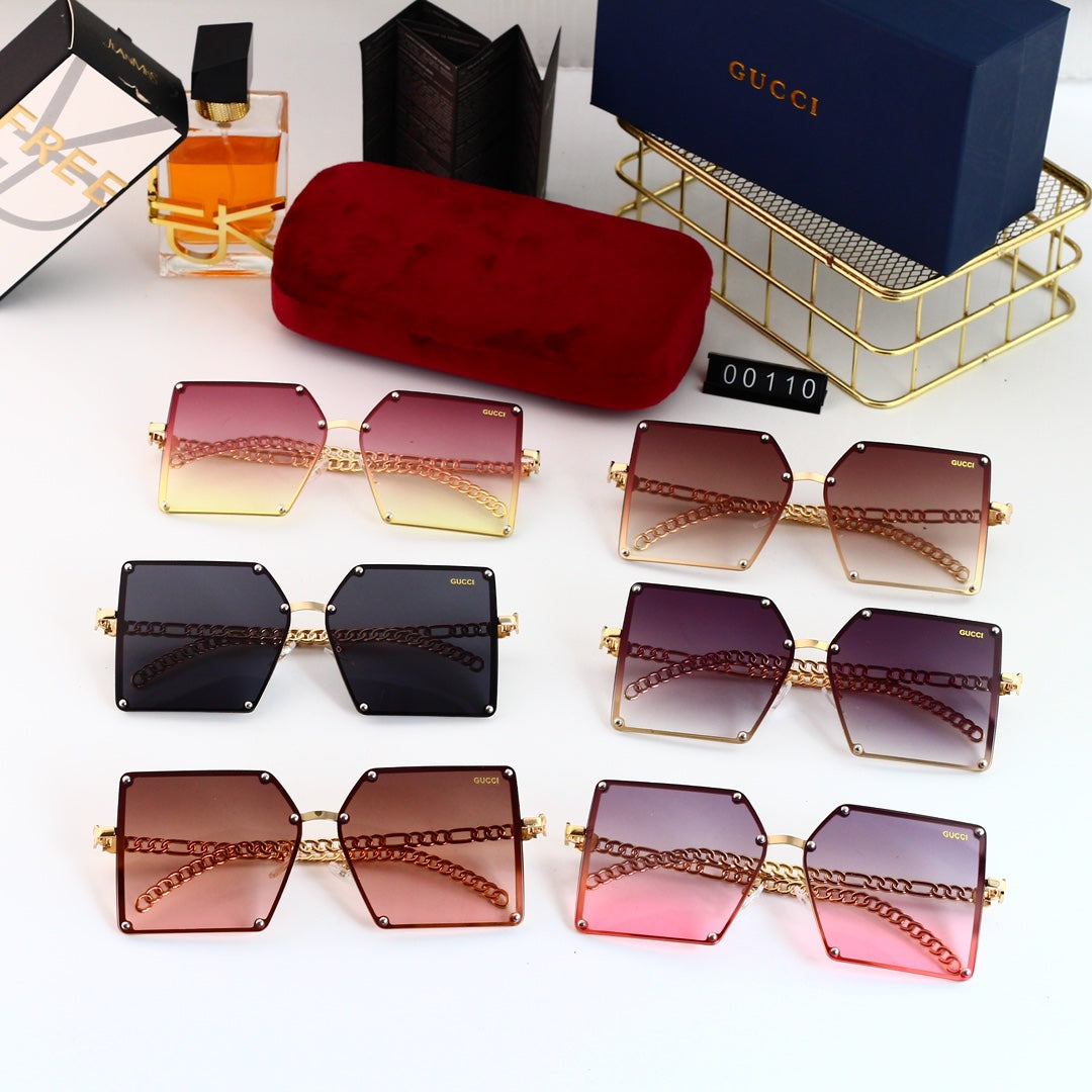 2026 6-color square popular high-definition lens metal sunglasses 00110