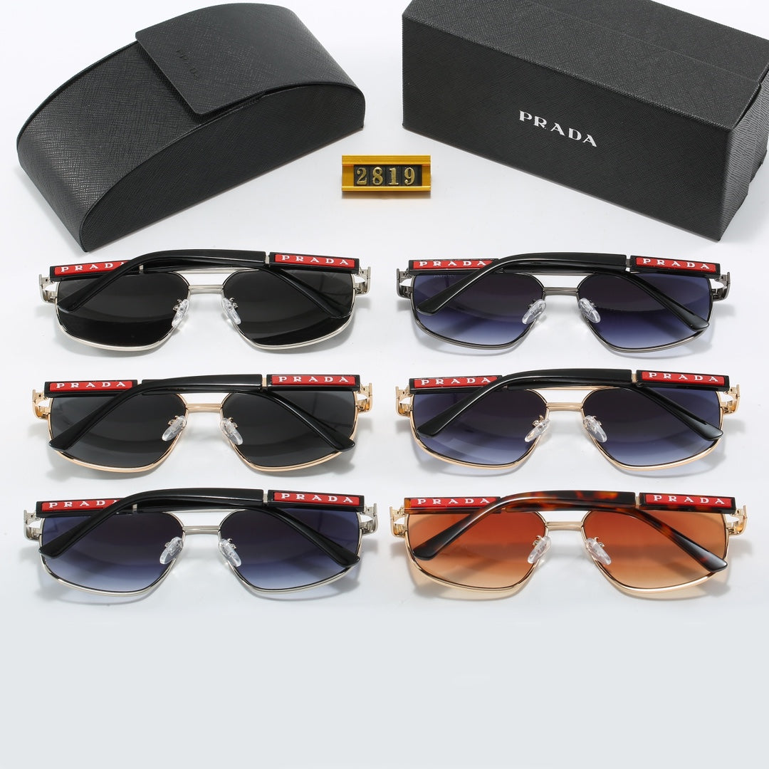 2026 Square Double Bridge Metal Sunglasses