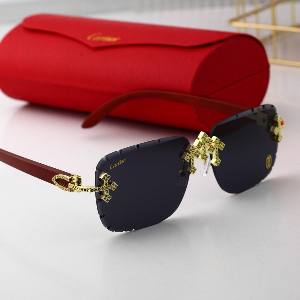 2026 Vintage Gold Cross Frameless Sunglasses