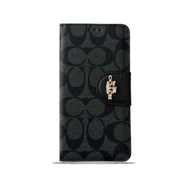 Classic iPhone Case Leather Flip Case with Card Holder Black-PTK241622