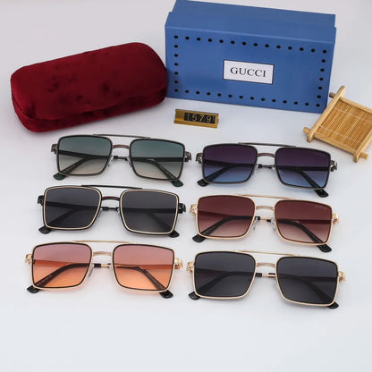2026 Stylish Striped Metal Frame Sunglasses