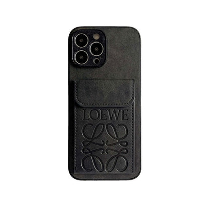Leather iPhone Case With Card Holder Brown-LZP241448