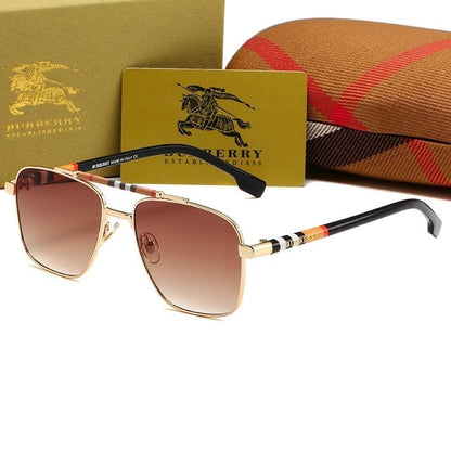 2026 Fashion Plaid Double Bridge Sunglasses