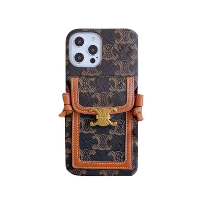 White Alligator-Print iPhone Case With Card Holder -LH240109