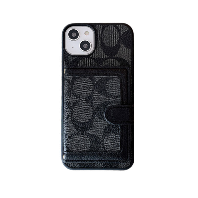 Classic iPhone Case With Wallet And Crossbody Strap Black -XK240402