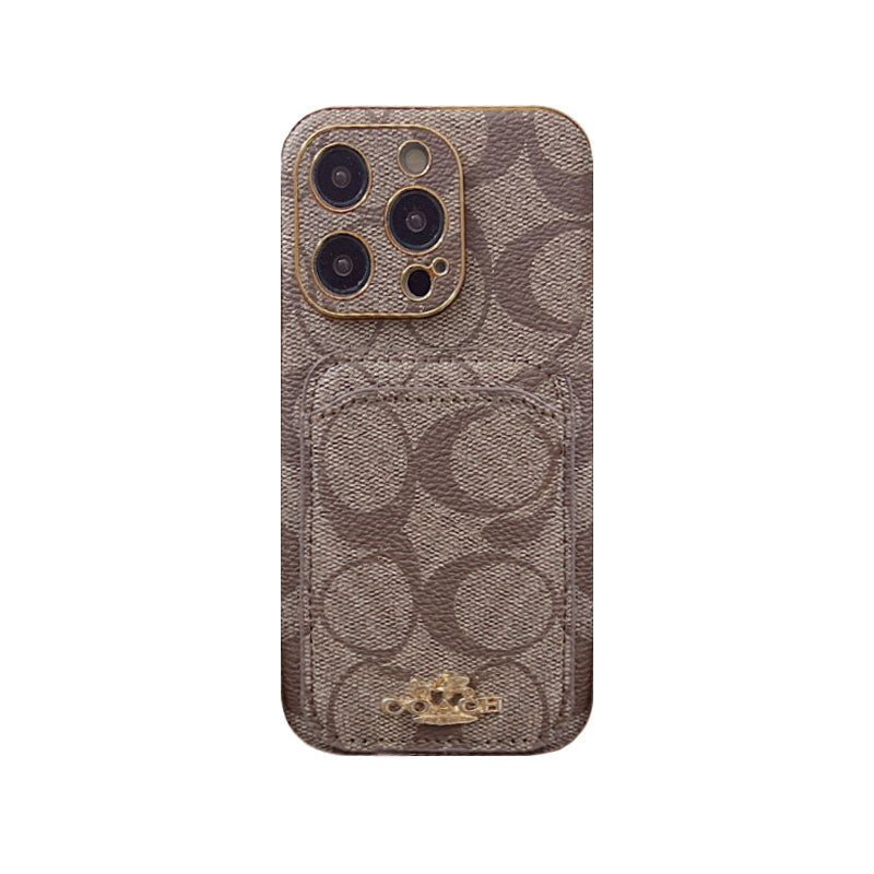 Classic iPhone Case With Card Holder Brown -KB241651