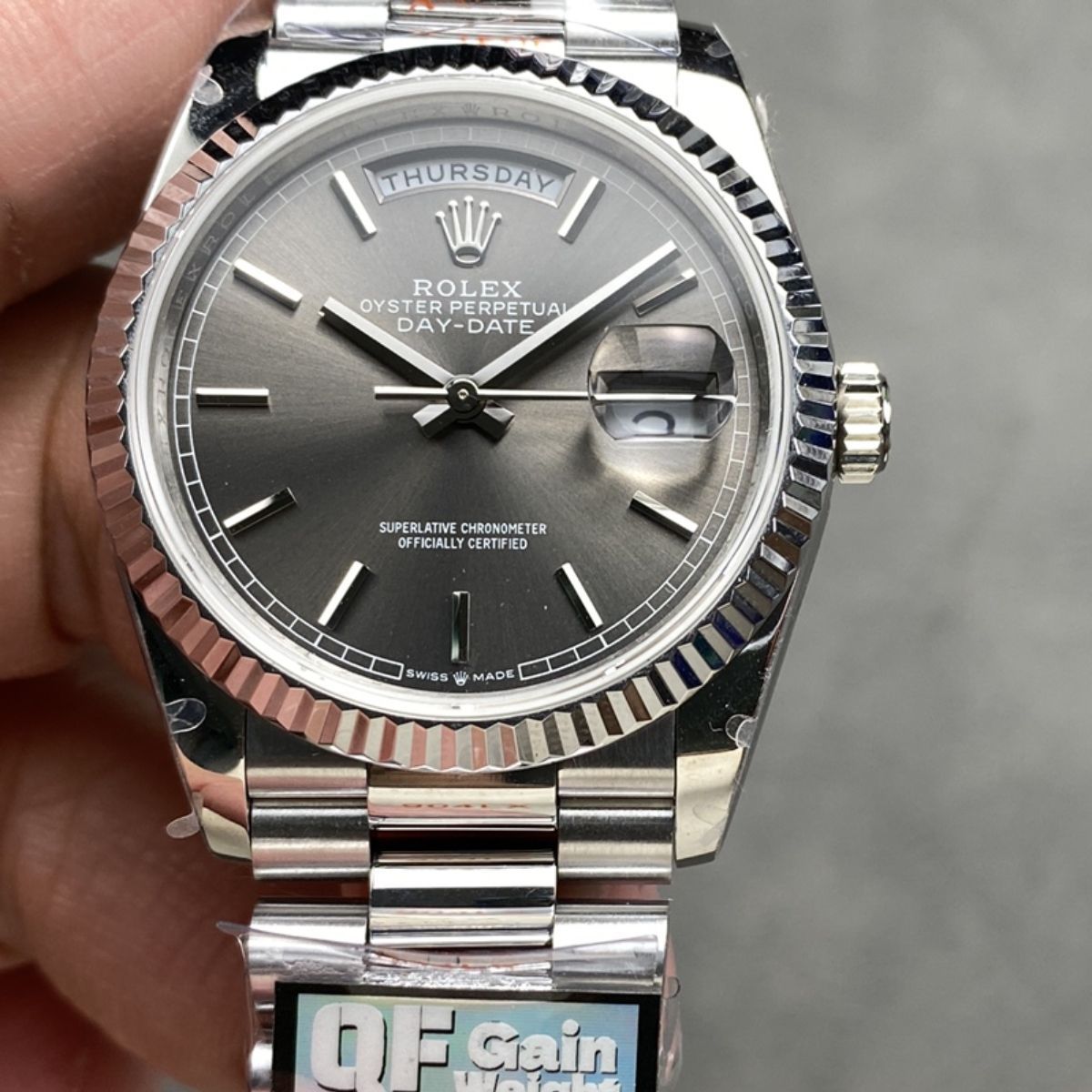 [Super Clone] Regency Weekday 36 mm Weekday Fluted Bezel Silver Dial 128239 5782