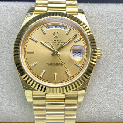 [Super Clone] Regency Weekday 40 mm Weekday Fluted Bezel Champagne colour Dial 228238 8236