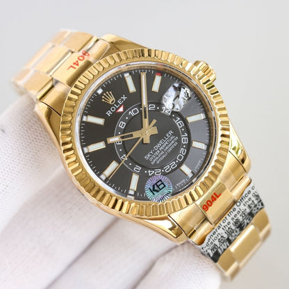 Regency Dual Time 42 mm Timeless Fluted Bezel Bright black Dial 336938 6450
