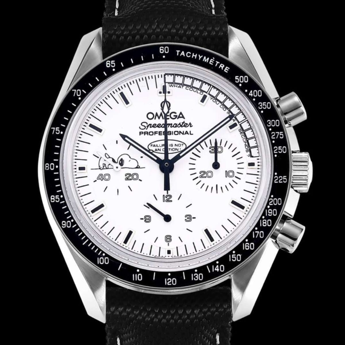 Celestial Chronograph Silver Snoopy Award 50th Anniversary 42mm Steel On Nylon Strap Silver Dial 5392