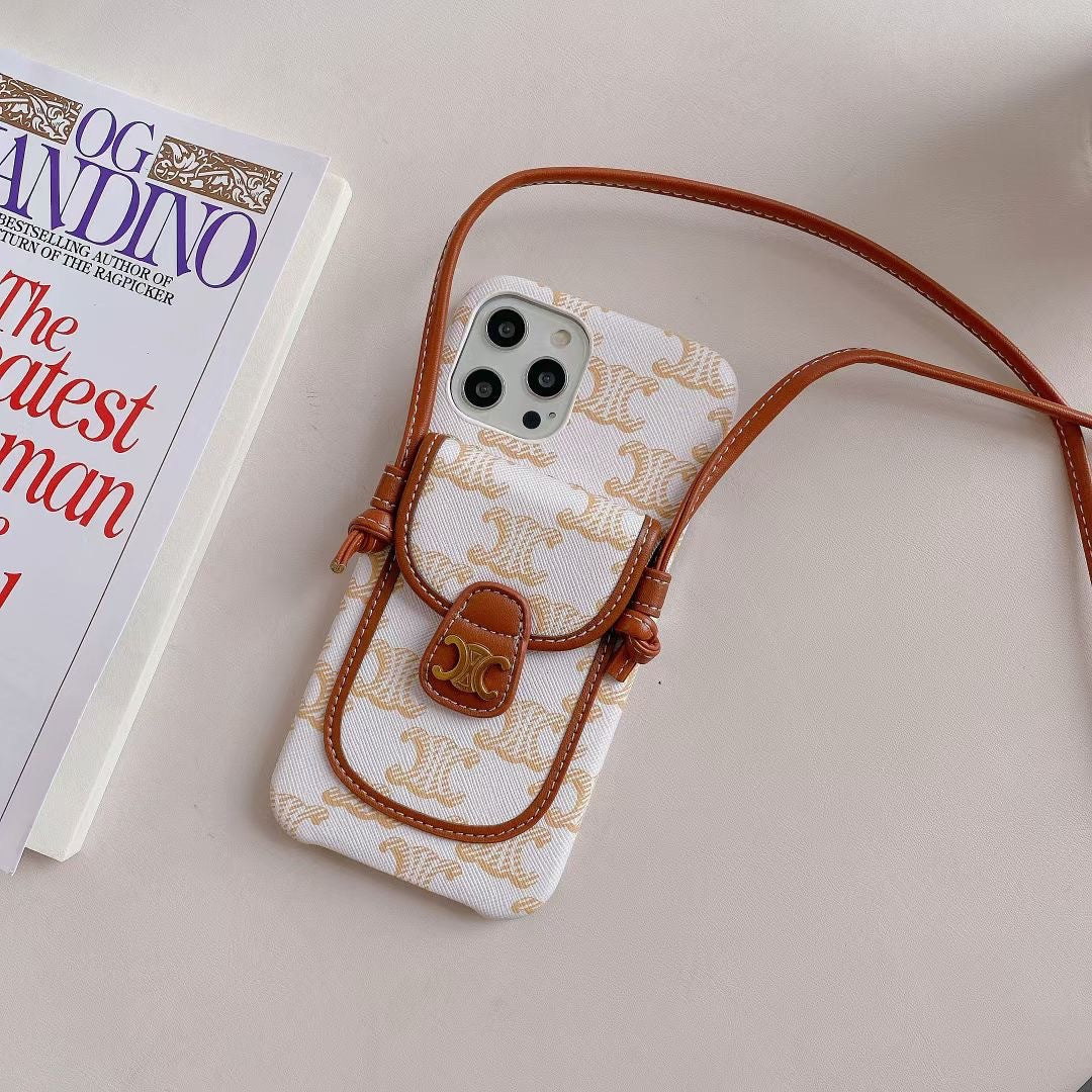 White Alligator-Print iPhone Case With Card Holder -LH240109