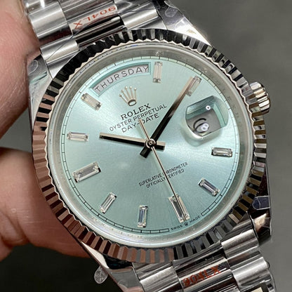 [Super Clone] Regency Weekday 40 mm Weekday Fluted Bezel Ice blue Dial 228236 6166