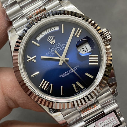 Regency Weekday 40 mm Weekday Fluted Bezel Blue ombre Dial 228236 6826