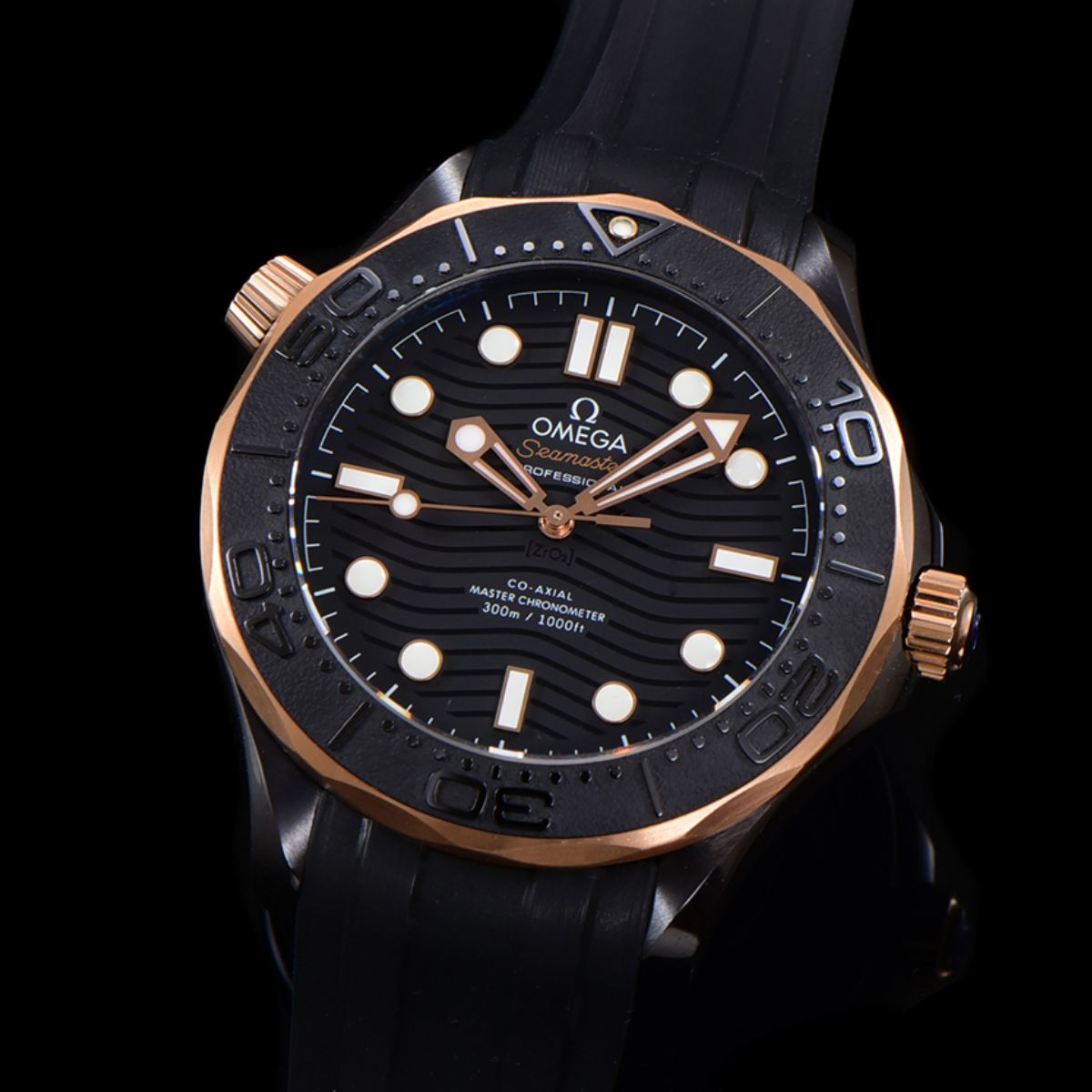 Celestial Seafarer Diver 300M 44mm Black Ceramic On Rubber Strap Black Dial 8166