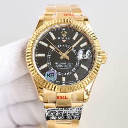 Regency Dual Time 42 mm Timeless Fluted Bezel Bright black Dial 336938 6450