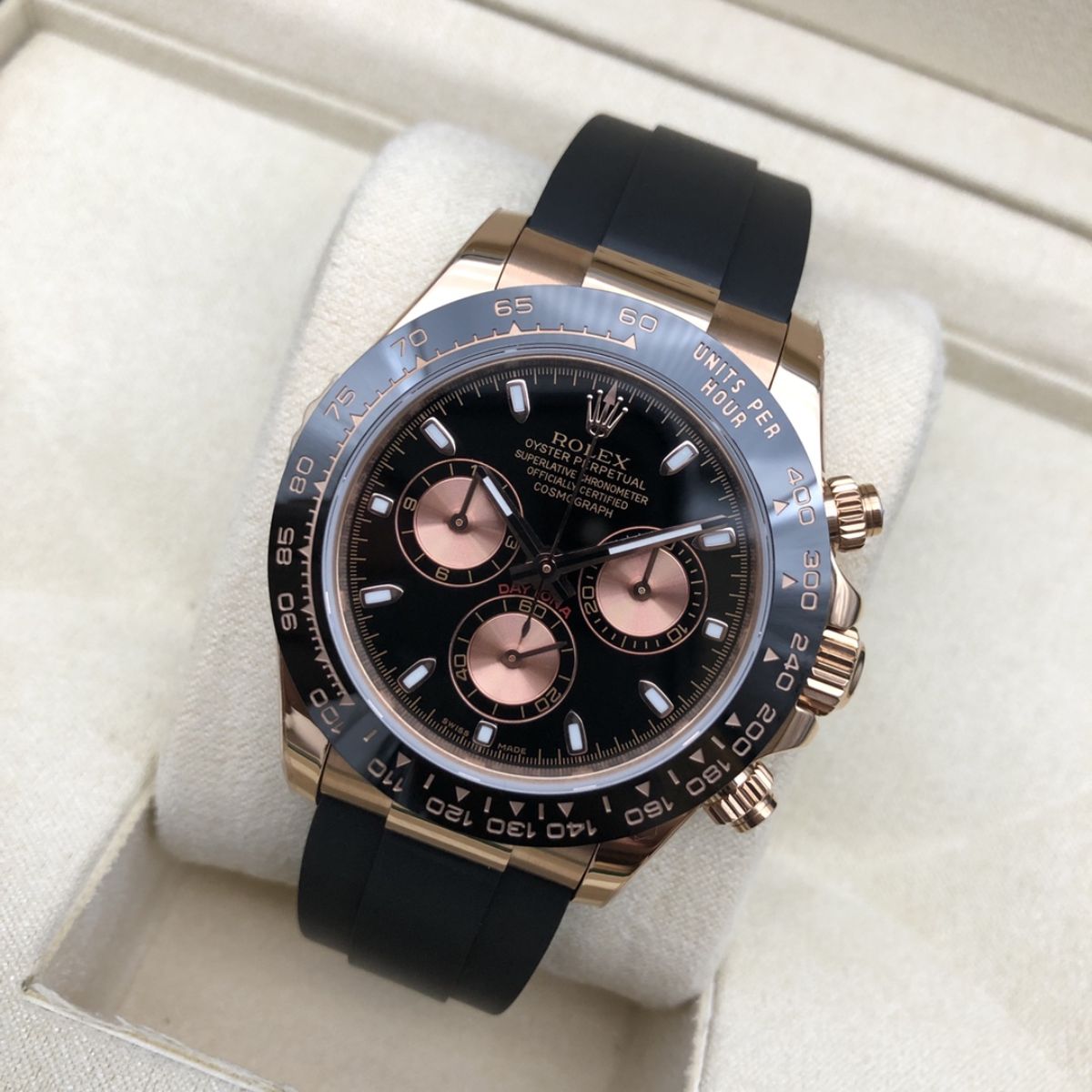 [Super Clone] Regency Racing Chronograph 40 mm Rubber Ceramic Bezel Bright black and Sundust Dial 126515LN 3594