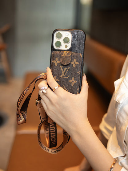 2026new arrivalAdvanced leather iPhone Case With Card Wallet And Strap