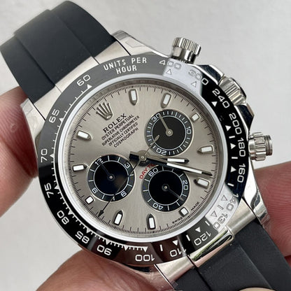 Regency Racing Chronograph 40 mm Rubber Ceramic Bezel Steel and bright black Dial 126519LN 3845