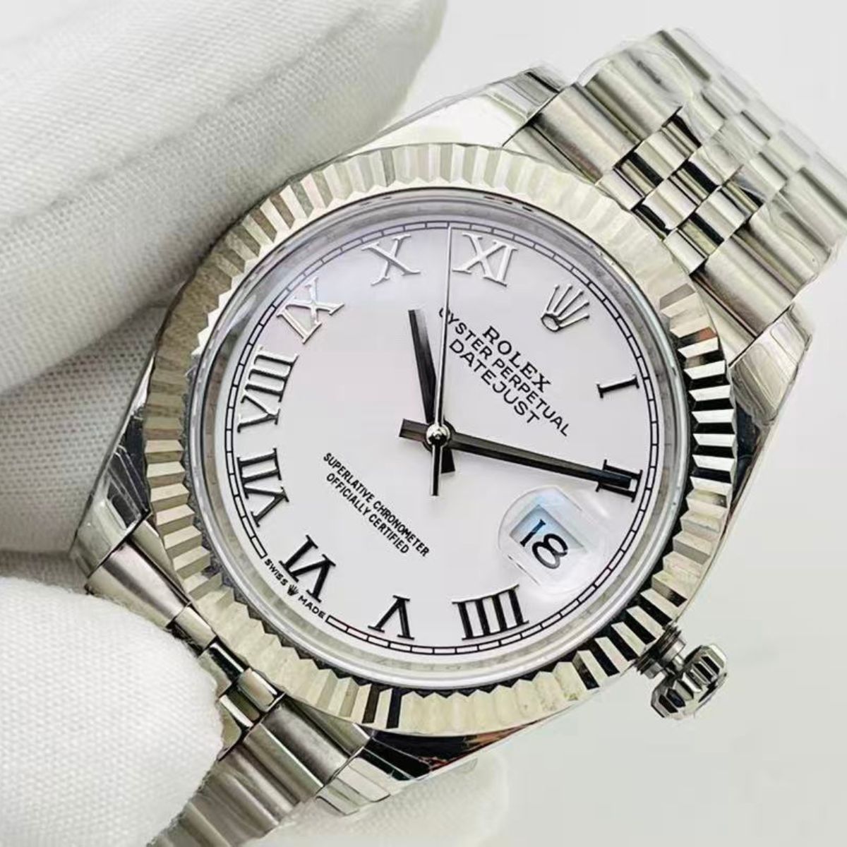 [Super Clone] Regency Classic Date 36 mm Five-Link Fluted Bezel White Dial 126234 8923