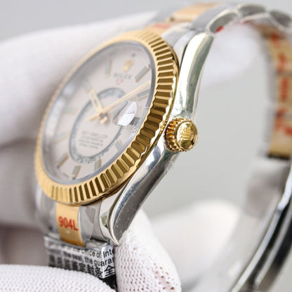 [Super Clone] Regency Dual Time 42 mm Timeless Fluted Bezel Intense white Dial 336933 9681