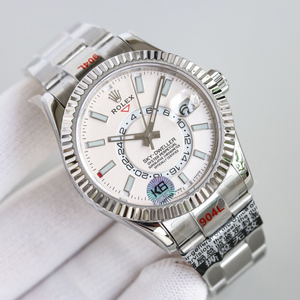 Regency Dual Time 42 mm Timeless Fluted Bezel Intense white Dial 336934 6182