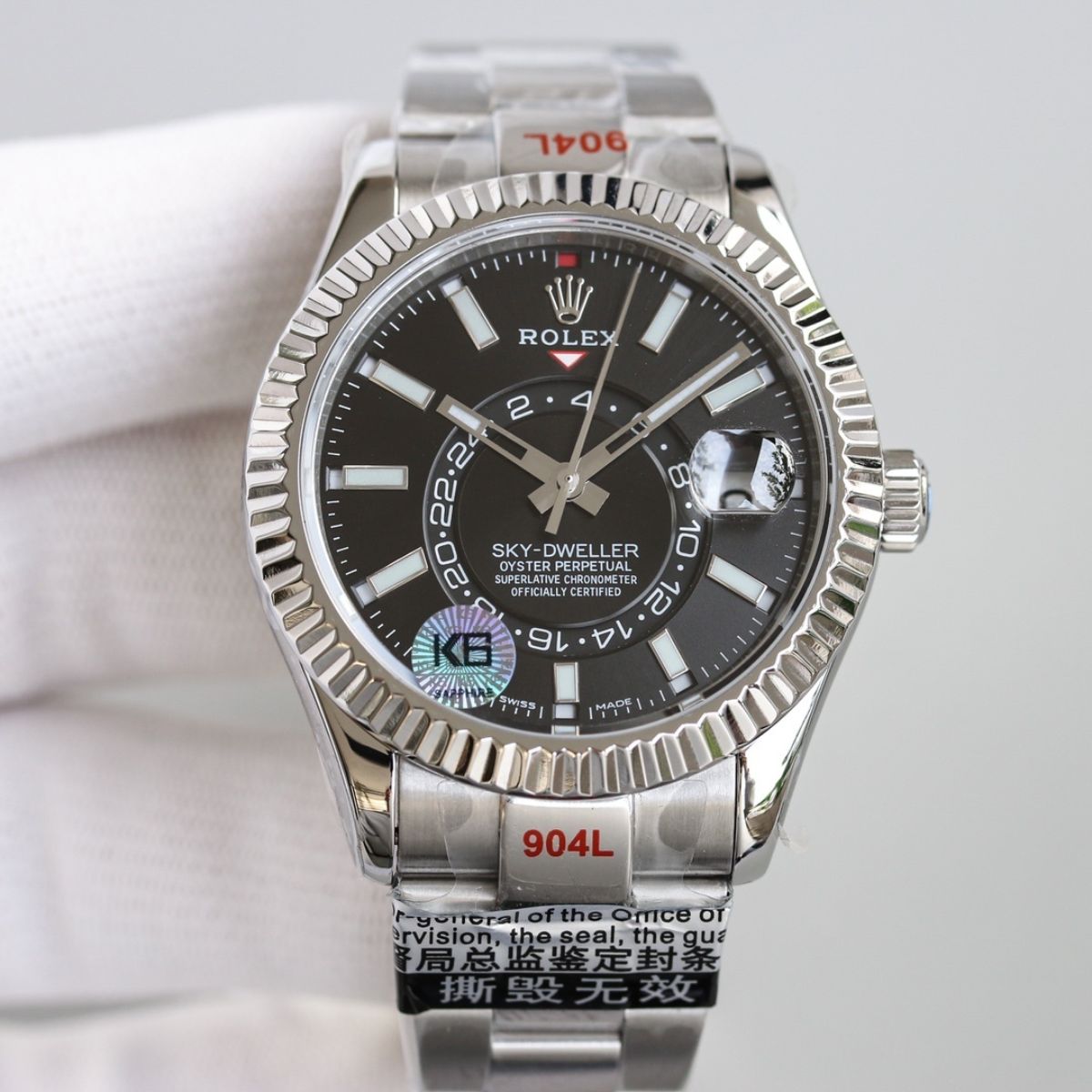 [Super Clone] Regency Dual Time 42 mm Timeless Fluted Bezel Bright black Dial 336934 8320