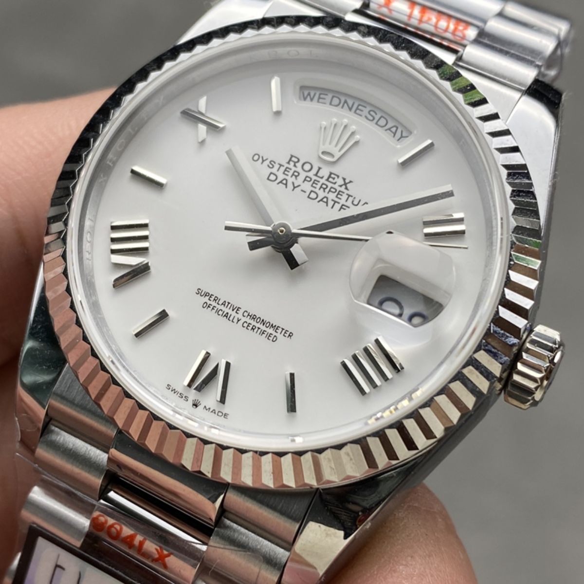 [Super Clone] Regency Weekday 36 mm Weekday Fluted Bezel White Dial 128239 6606