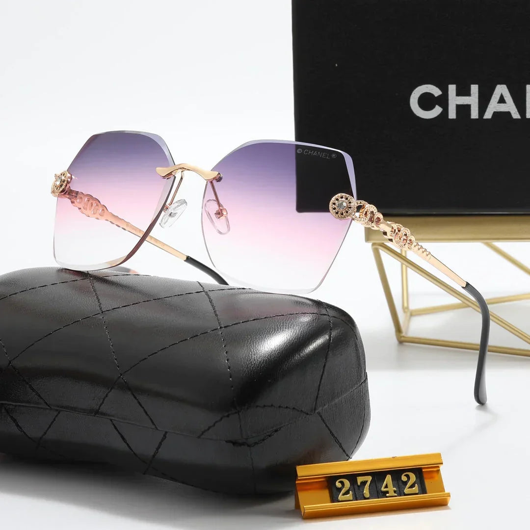 2026 6 Colors Fashion Frameless Rhinestone Flower Polarized Sunglasses