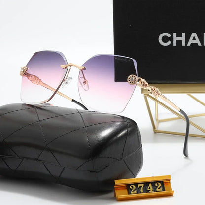 2026 6 Colors Fashion Frameless Rhinestone Flower Polarized Sunglasses