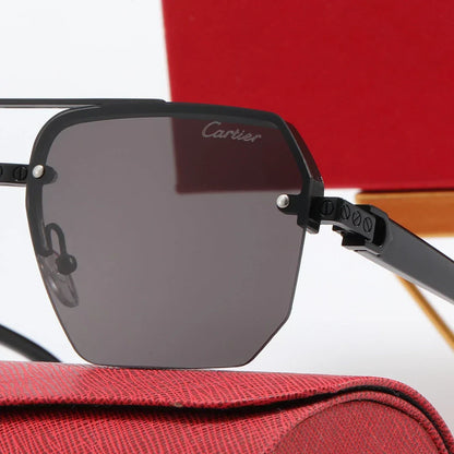 2026 4 color fashion half-rim diamond-shaped lens polarized sunglasses