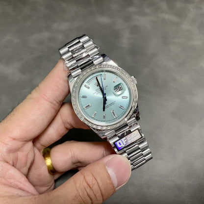 [Super Clone] Regency Weekday 40 mm Weekday Trapeze Bezel Ice blue Dial 228396TBR 7781