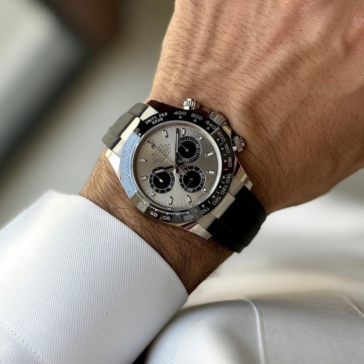 Regency Racing Chronograph 40 mm Rubber Ceramic Bezel Steel and bright black Dial 126519LN 3845