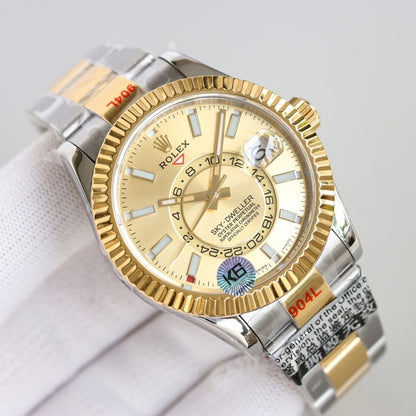 [Super Clone] Regency Dual Time 42 mm Timeless Fluted Bezel Champagne colour Dial 336933 9094