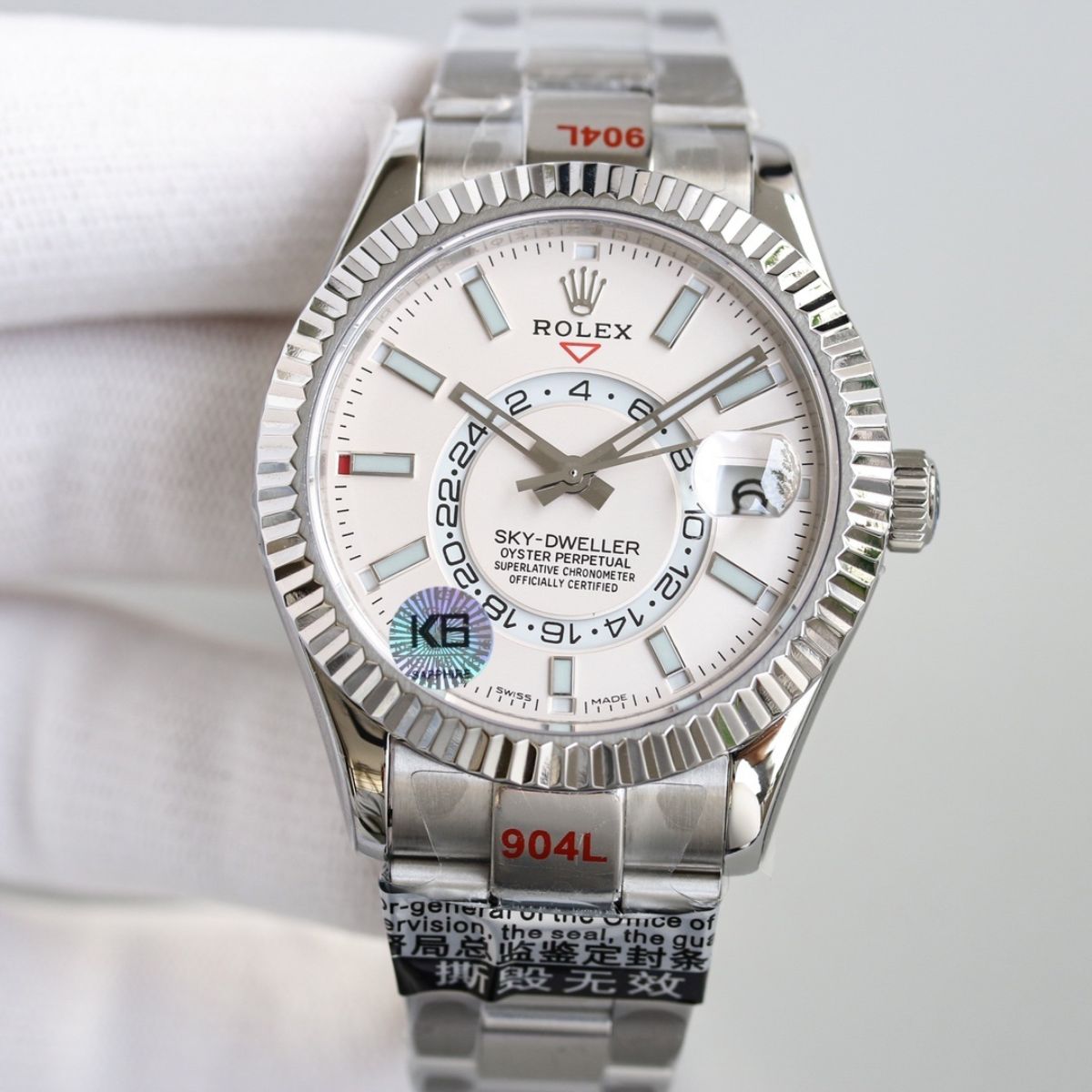 [Super Clone] Regency Dual Time 42 mm Timeless Fluted Bezel Intense white Dial 336934 6970