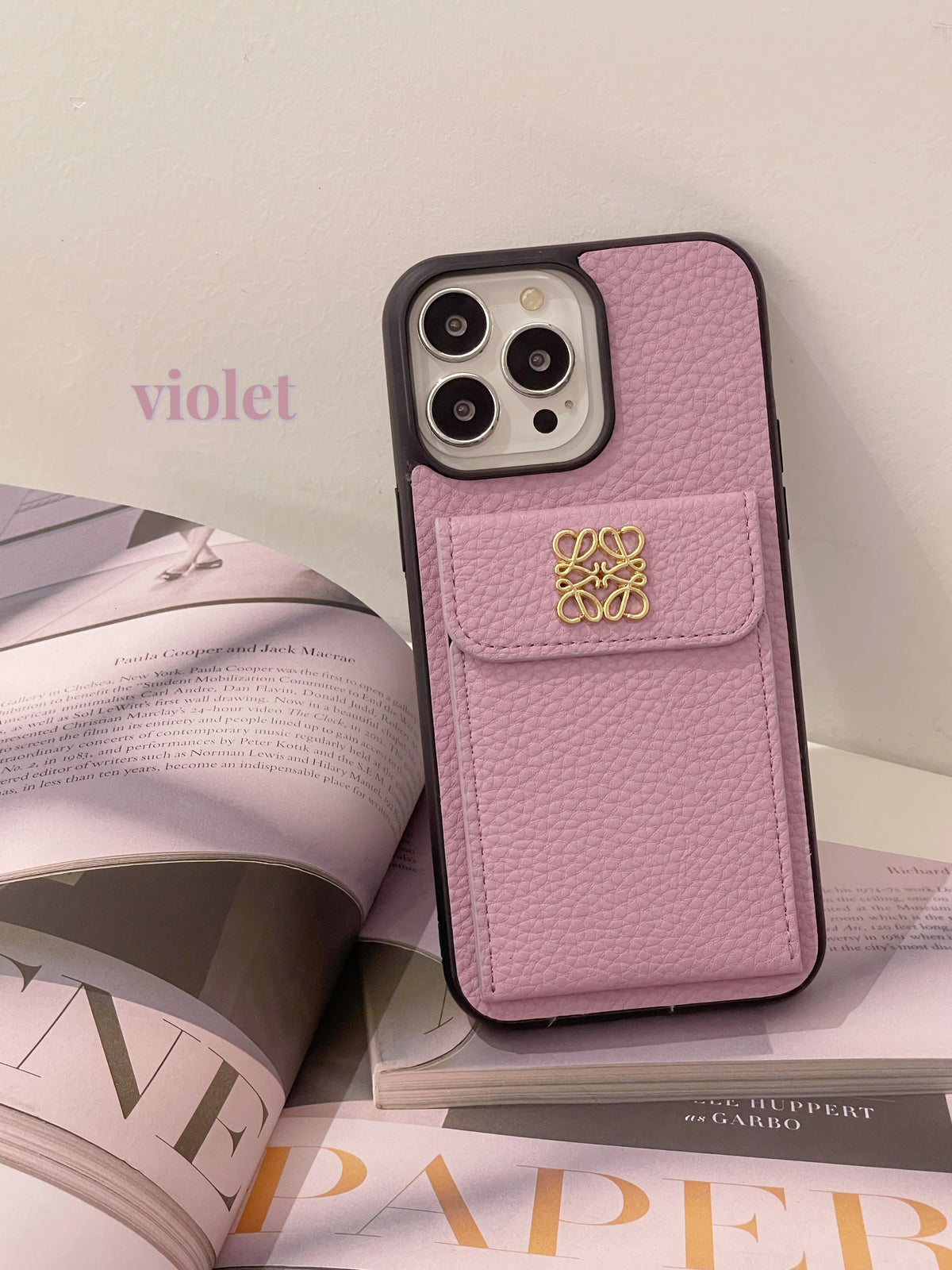 Leather iPhone Case With Card Holder Black-QBK240603
