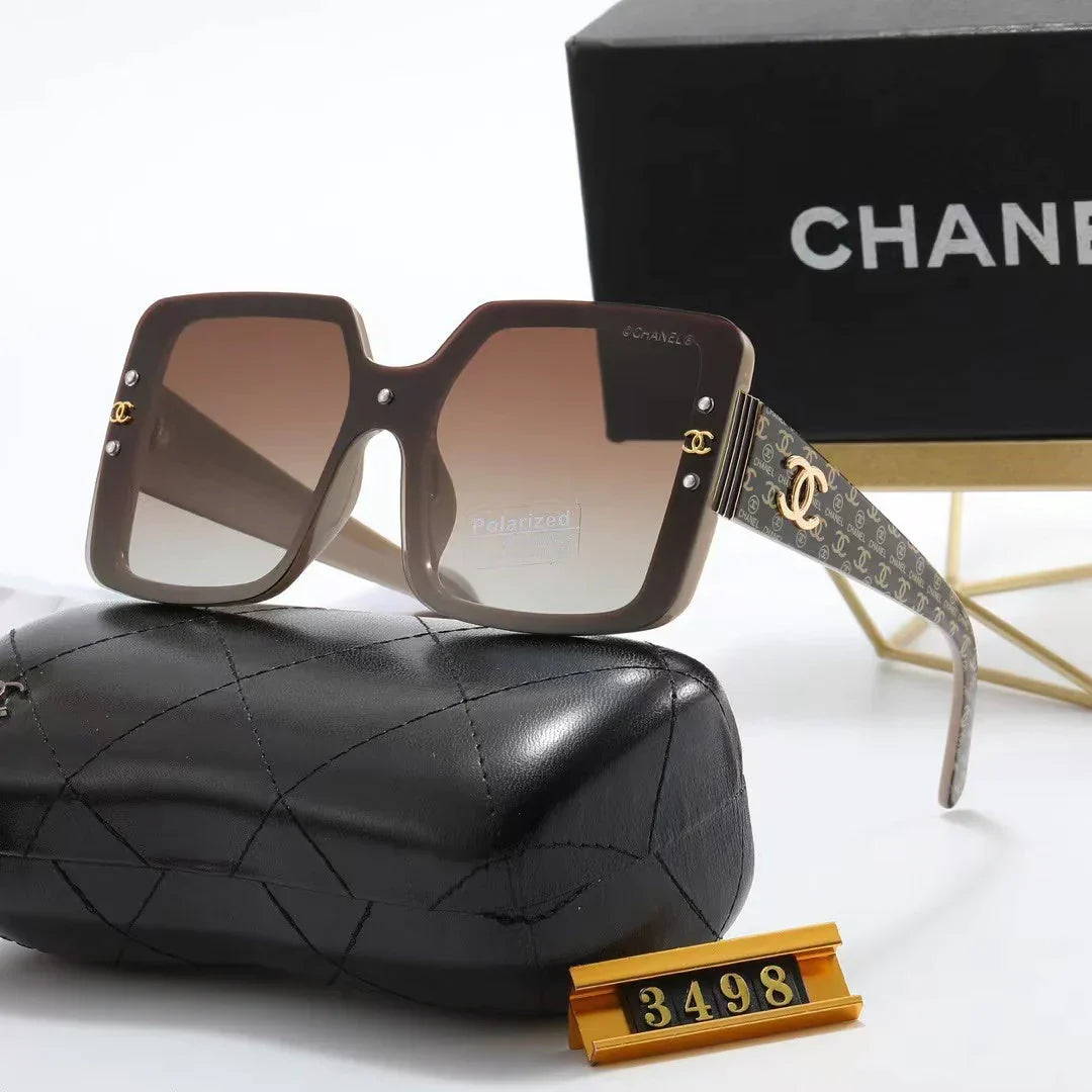 2026 8-color fashion double C stripe printing temple polarized sunglasses