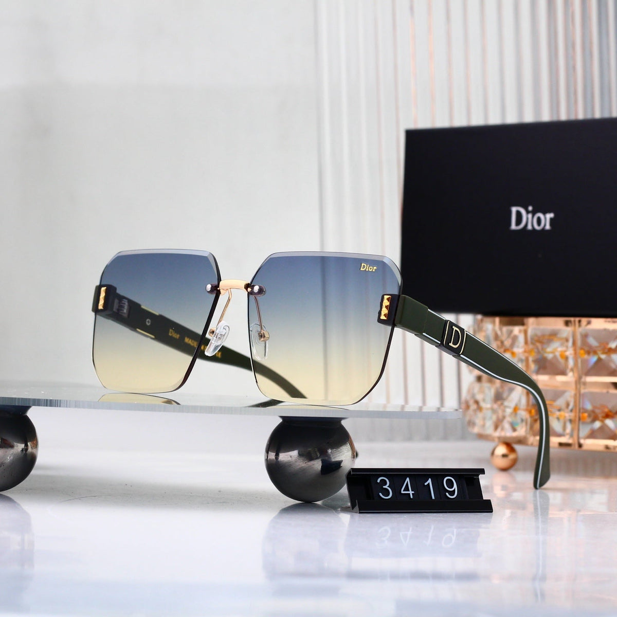 2026 Half Frame Square Gradient Sunglasses