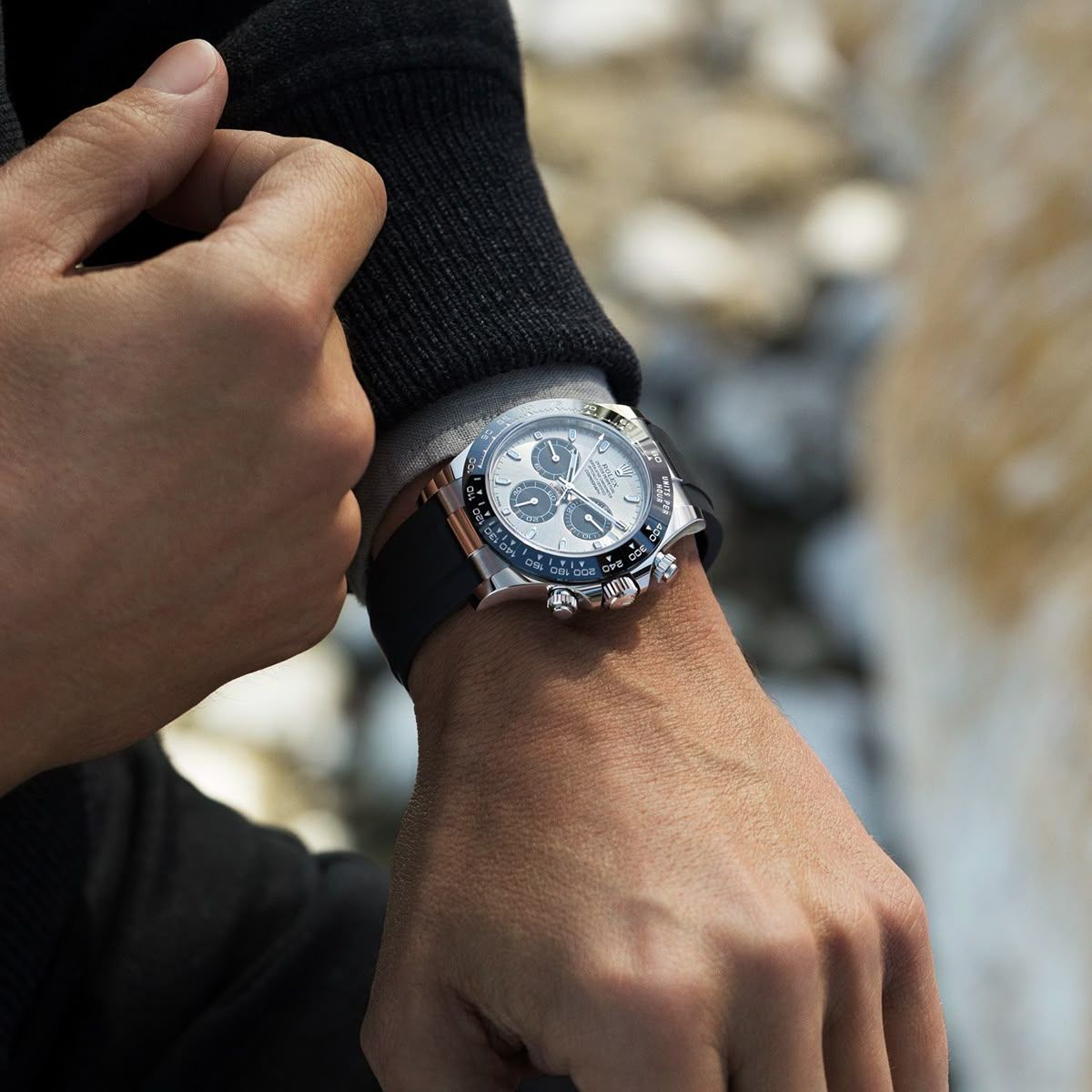[Super Clone] Regency Racing Chronograph 40 mm Rubber Ceramic Bezel Steel and bright black Dial 126519LN 4605