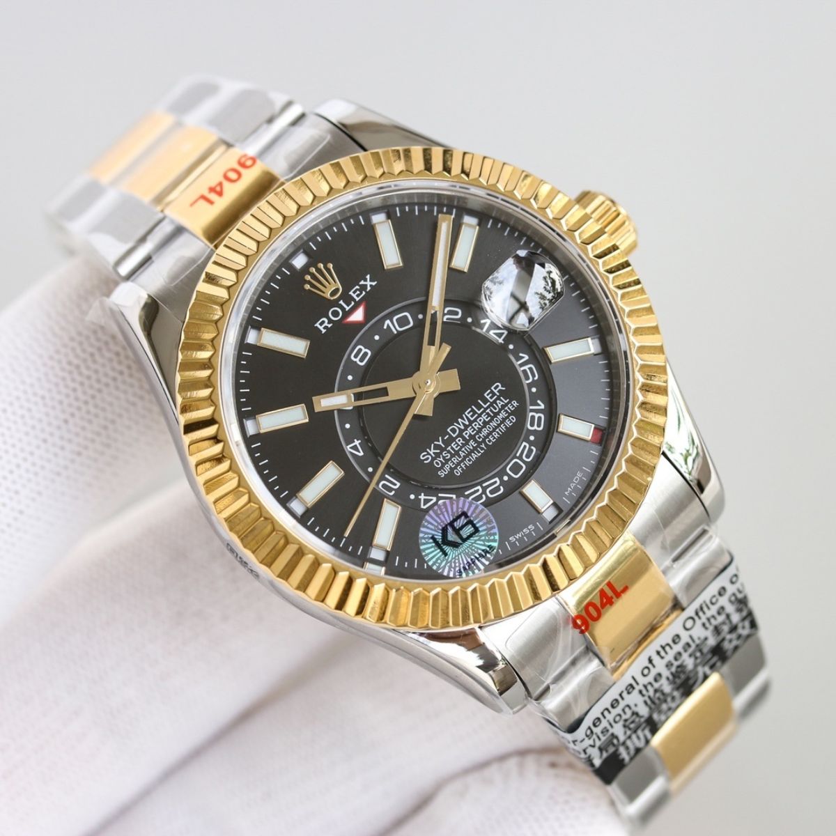 [Super Clone] Regency Dual Time 42 mm Timeless Fluted Bezel Bright black Dial 336933 7532