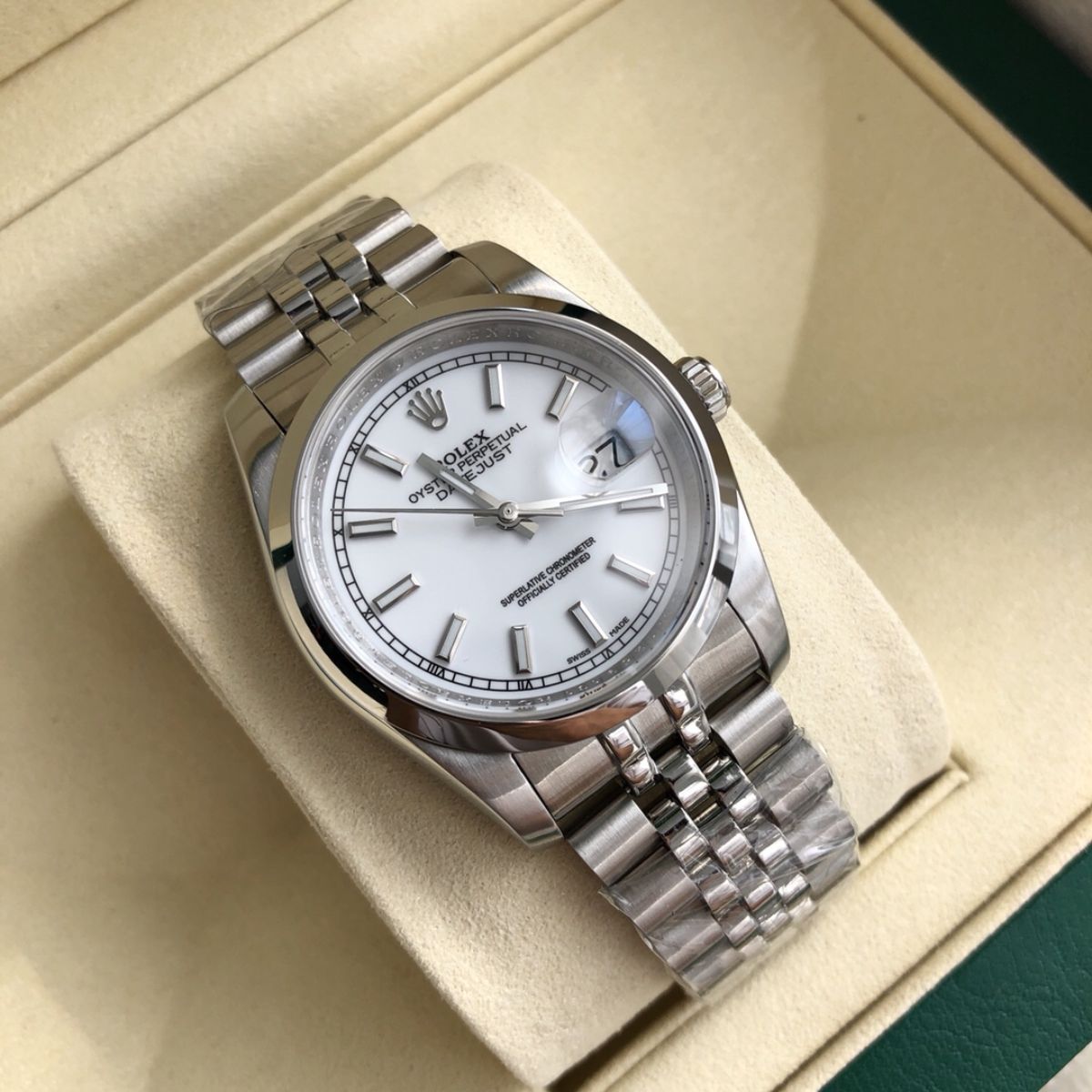 Regency Classic Date 36 mm Five-Link Domed Bezel White Dial 1168