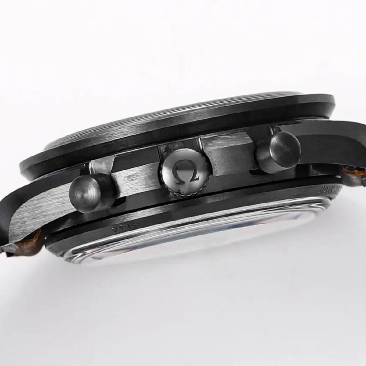Celestial Chronograph Dark Side Of The Moon Apollo 8 44mm Black Ceramic On Leather Strap Black Dial 2440