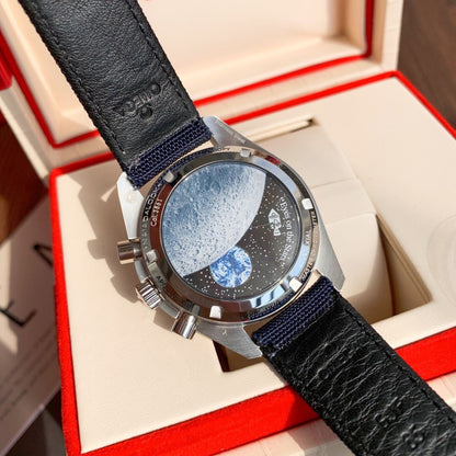 Celestial Chronograph Silver Snoopy Award 50th Anniversary 42mm Steel On Nylon Strap Silver Dial 9472