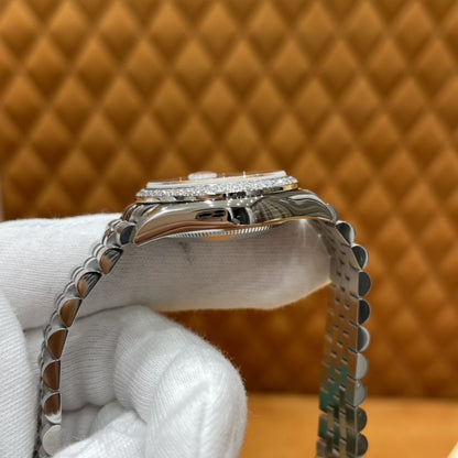 [Super Clone] Regency Classic Date 31 mm Five-Link Brilliant diamond set Bezel Silver set with diamonds Dial 278384RBR 7615