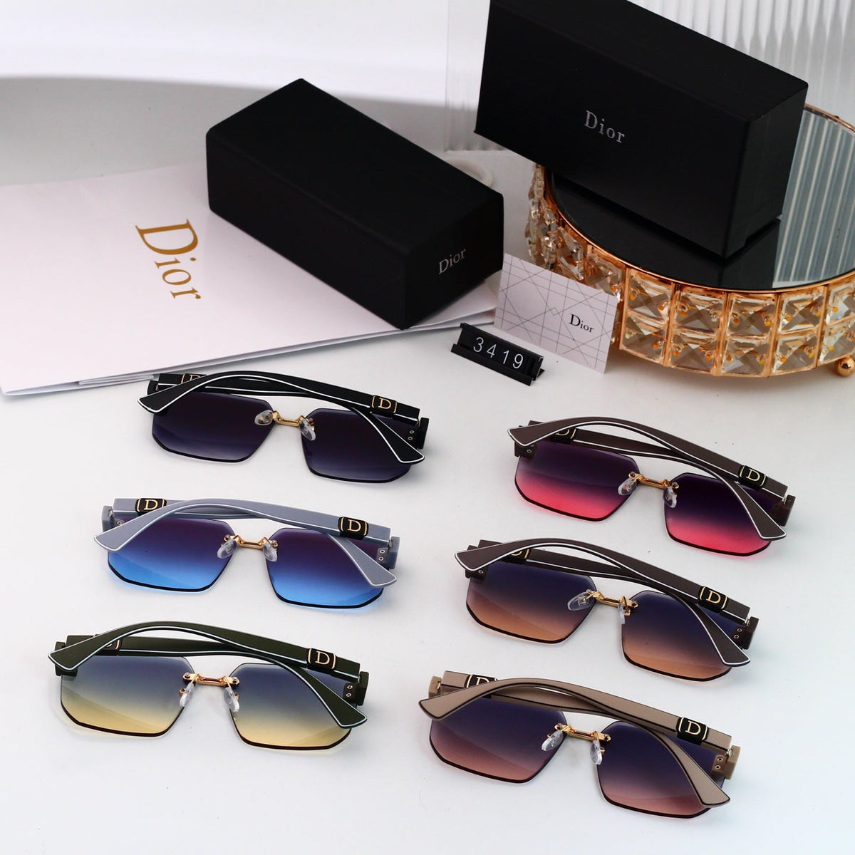 2026 Half Frame Square Gradient Sunglasses