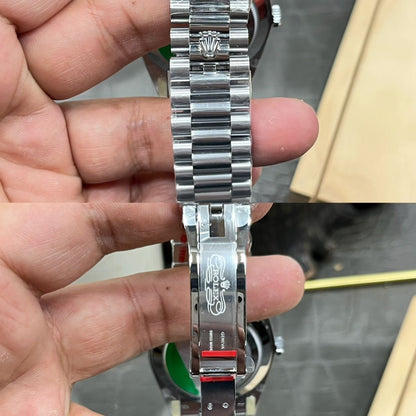 [Super Clone] Regency Weekday 40 mm Weekday Fluted Bezel Bright black set with diamonds Dial 228236 2867