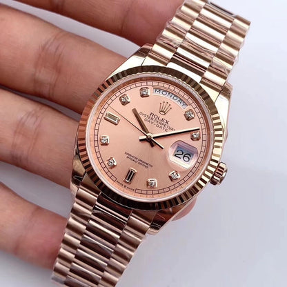 Regency Weekday 36 mm Weekday Fluted Bezel Rose colour set with diamonds Dial 128235 5015