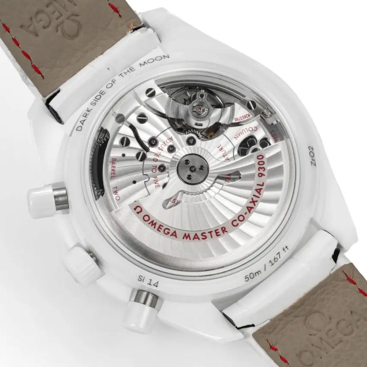 Celestial Chronograph White Side Of The Moon 44mm White Ceramic On Leather Strap White Dial 8444